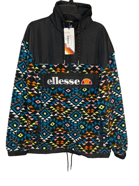 Ellesse Sweaters - Ellesse Freya 1/2 Zip Track Top Multicolor Geometric Fleece Jacket Women's UK 8